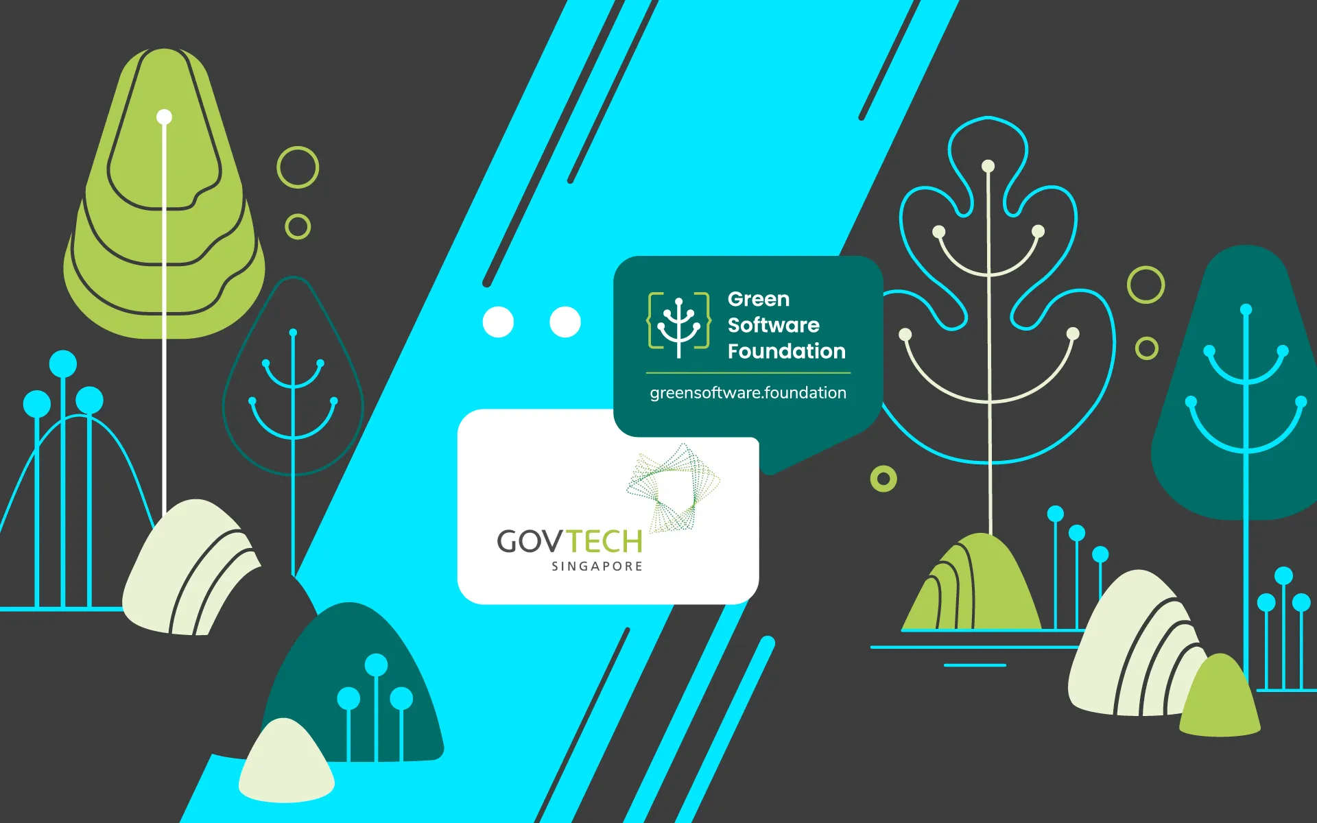 Green Software Foundation and GovTech Singapore partnership logos on illustrated background