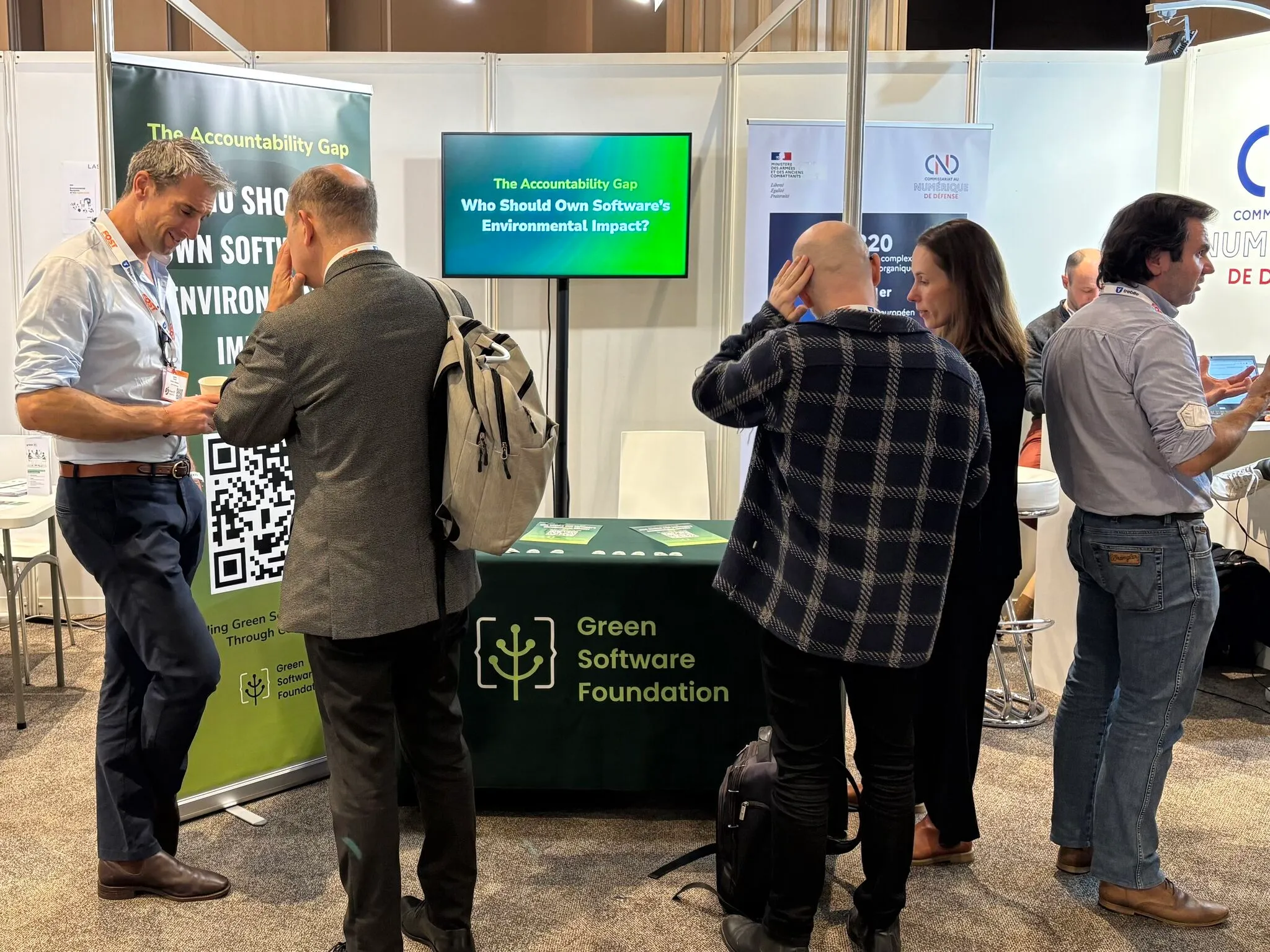 Practitioners at the GSF booth during Green IO Paris, December 2025.